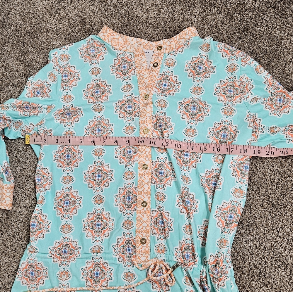 Cabana Life Tunic Swim Cover Up Dress Women's Size L Style:464-C-CV8 Blue Orange - Picture 6 of 11